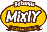 Logo amarillo de Botanas Mixly